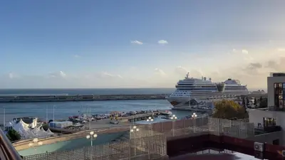 a cruise ship is docked at a harbor at Marina Club Studio Traveller Hideaway in Funchal
