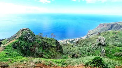 a view of the ocean from a mountain at Blue by the Sea House in Paul do Mar