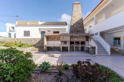 a view of the courtyard of a house at Clifftop Nest Arrifana by Lisbeyond in Aljezur