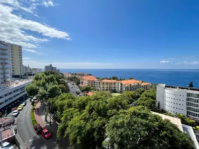 a view of a city with the ocean in the background at Lido Sol 318 in Funchal