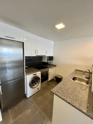 a kitchen with a stainless steel refrigerator and a dishwasher at Lido Sol 318 in Funchal