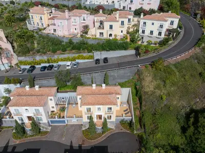 an overhead view of a house and a road at Villa Gasparini Palheiro Village by Holiday Rental Madeira in Funchal