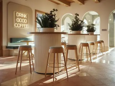 a restaurant with a black tile counter in a room at Dreams Madeira Resort Spa & Marina in Caniçal