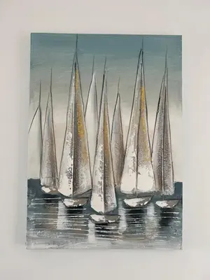 a painting of sailboats in the water at Retiro do Sossego in Sagres