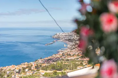 a view of the coast of a town with the ocean at Villa das Furnas in Funchal
