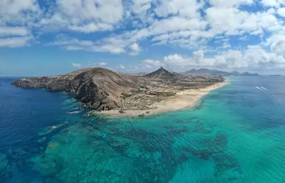 an aerial view of an island in the ocean at Casa Yucca - Porto Santo Island in Porto Santo