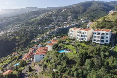 an aerial view of a residential estate on a hill at Tucha's Apartement in Funchal