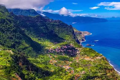 an aerial view of a mountain next to the ocean at The Great Pearl Ocean Views Near Beach & Airport in Machico