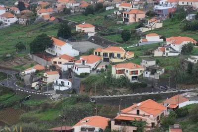 a group of houses on a hill with a road at Casa Gomes in Calheta