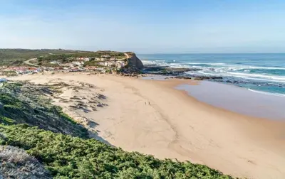 an aerial view of a beach near the ocean at Arrifana Sunset & Ocean View in Aljezur