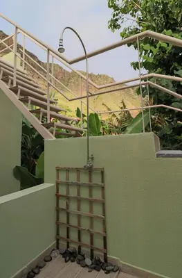 a stairwell with a light on the side of a building at Seaside Green House, Paúl do Mar T2 in Paul do Mar
