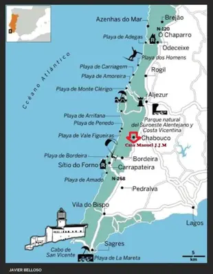 a map of ireland with a lighthouse at Casa Manuel J. J. M -Alfambras, Aljezur - Quiet Country House in Aljezur