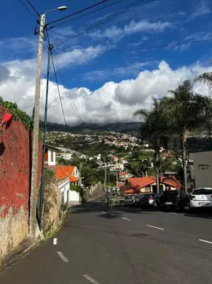 a view of a city from a street with flowers at Seaside & Mountain Views & Cozy Calheta Retreat MQ1 in Calheta
