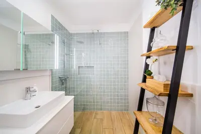 a bathroom with a sink and a shower at Island Feeling in Funchal