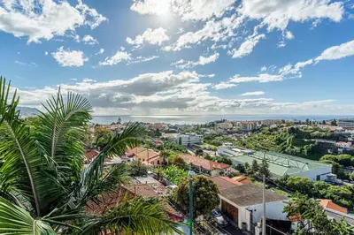a cityscape of a city with buildings and trees at Moradia Vista Atlântico in Funchal