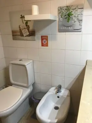 a small bathroom with a toilet and a sink at Gemini Apartment by AM in Funchal