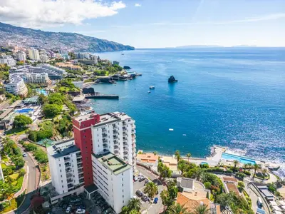 an aerial view of a city and the ocean at Studio Mar - By WeHost in Funchal