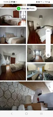 a collage of four pictures of a bedroom at Vista Infante Apartments in Funchal