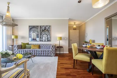 a living room with a couch and a table at Hideaway Apartment by Homie in Caniço