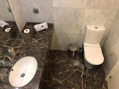 a bathroom with a white toilet and a sink at Forum Ocean View Apartment in Funchal