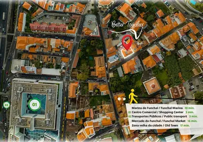 a map of a city with a green frisbee at Better Together Funchal I in Funchal