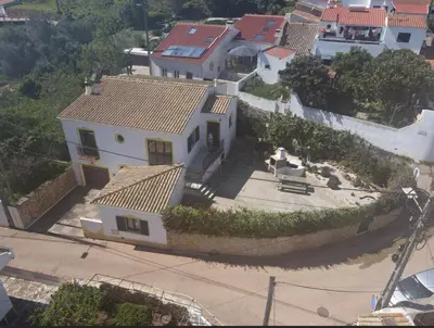 an aerial view of a house with a dog in the yard at Casa Bellarosa in Raposeira