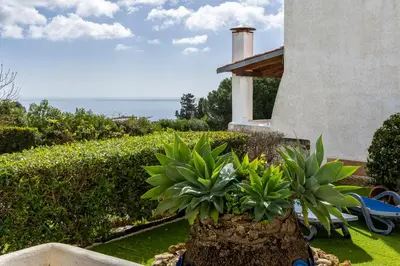 a view of a house with plants in a yard at Seaside Retreat Casa Romana in Luz