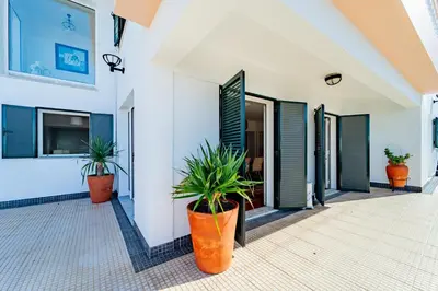 a corridor of a house with potted plants at Ana's Place in Funchal