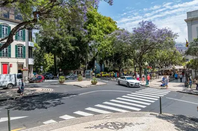 a street with a crosswalk and cars on the road at Marina Club Studio Apartment in Funchal