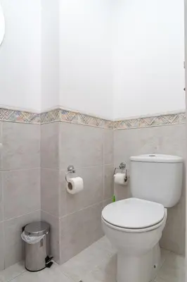 a bathroom with a toilet and a roll of toilet paper at Jardins da Ajuda Apartment in Funchal