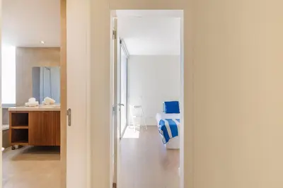 an open door to a bedroom with a bed at Villa Blue Sagres D in Sagres