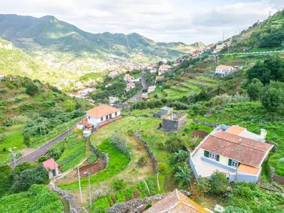 an aerial view of a village on a hill at Quinta dos Landeiros - Prosa Verde by Homie in Machico