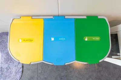 two colorful bins sitting next to each other at Serene Haven Retreat - Madeira Island in Caniço