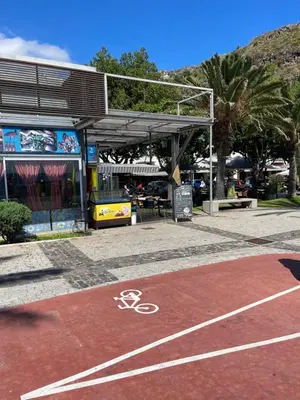a race track in front of a bike station at Farinha's Apartment in Ribeira Brava