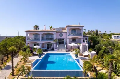 an aerial view of a villa with a swimming pool at Villa Surga, a luxurious and exclusive romantic villa in the Algarve in Budens