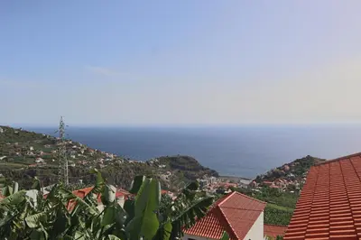 a view of a town with the ocean in the background at Fifty's House 2 By Sam Houses in Ribeira Brava