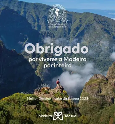 a man standing on top of a mountain at Casa Jardim in Ponta do Pargo