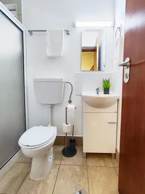 a bathroom with a toilet and a sink at GATEONE AL Airport View House in Machico