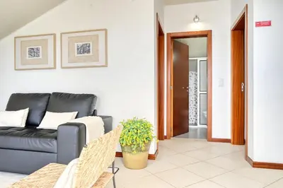 a living room with a couch and a plant at Cantinho da Mikaela, A Home in Madeira in Ponta do Sol