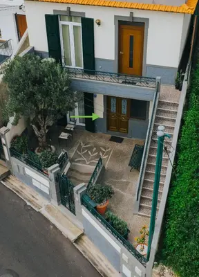 an aerial view of a house with a tree at Pico Apartment's in Câmara de Lobos