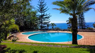 a swimming pool with a view of the ocean at Caracas Escape by LovelyStay in Funchal