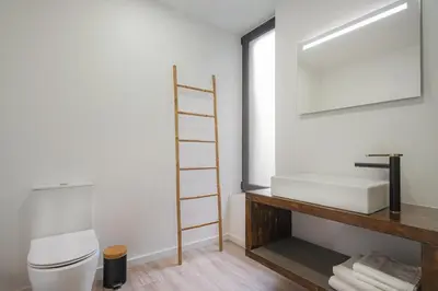 a bathroom with a shower and a potted plant at Blue Horizon Luxury Villa in Senhora do Rosário