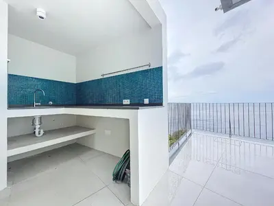 a bathroom with a sink and blue tiles at Mar Yam Garden by Atlantic Holiday in Arco de São Jorge