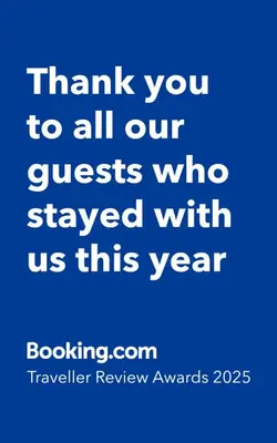a blue background with the words thank you to all our guests who stayed with us at Gaivota Ocean view & 5min walk beach in Luz