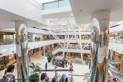 an overhead view of a shopping mall with people at Plaza Apartamento in Funchal