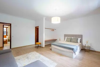 a living room with a couch and a tv at Casa do Neves in Funchal
