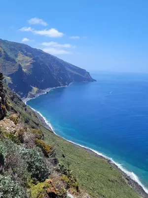 a view of the ocean from a hill at Sunset Paradise Villa with Heated Pool in Calheta