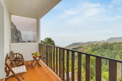 a balcony with a view of the mountains at Sa Dias House by AH in São Jorge