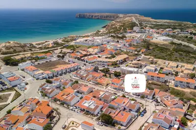 an aerial view of a town next to the ocean at Refúgio do Cabo in Sagres