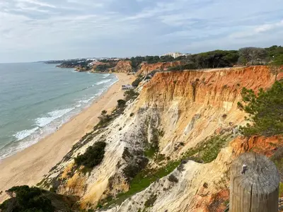 a view of a beach and the ocean at Seaview apartment Estrela da Luz Praia da Luz in Luz